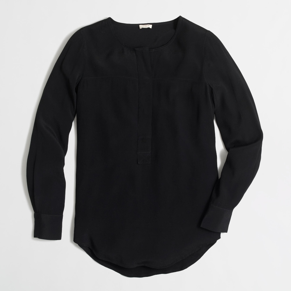 J. Crew Factory Covered-Button Crepe Henley Tunic